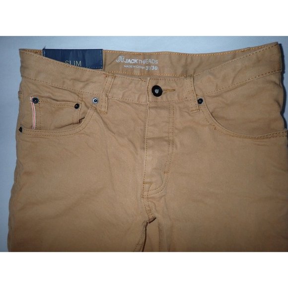 Jack Threads Slim Straight Jeans Men's 31 30 Brown Denim Pants Button Fly - Picture 2 of 5